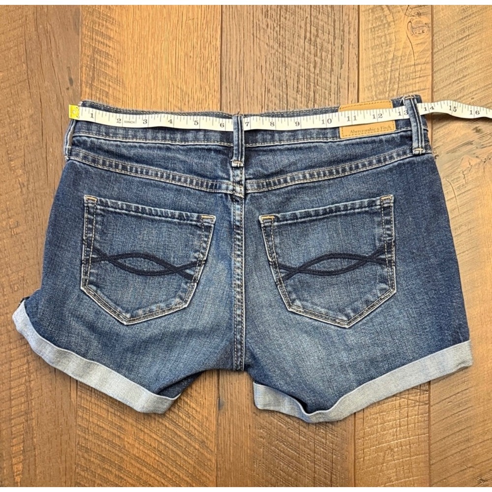 Abercrombie & Fitch Womens Low Rise Denim Shorts Cuffed Blue Y2K RN75654 Size 00 - Picture 7 of 7